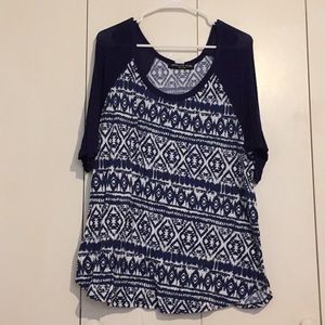 Blue and white baseball/raglan tee